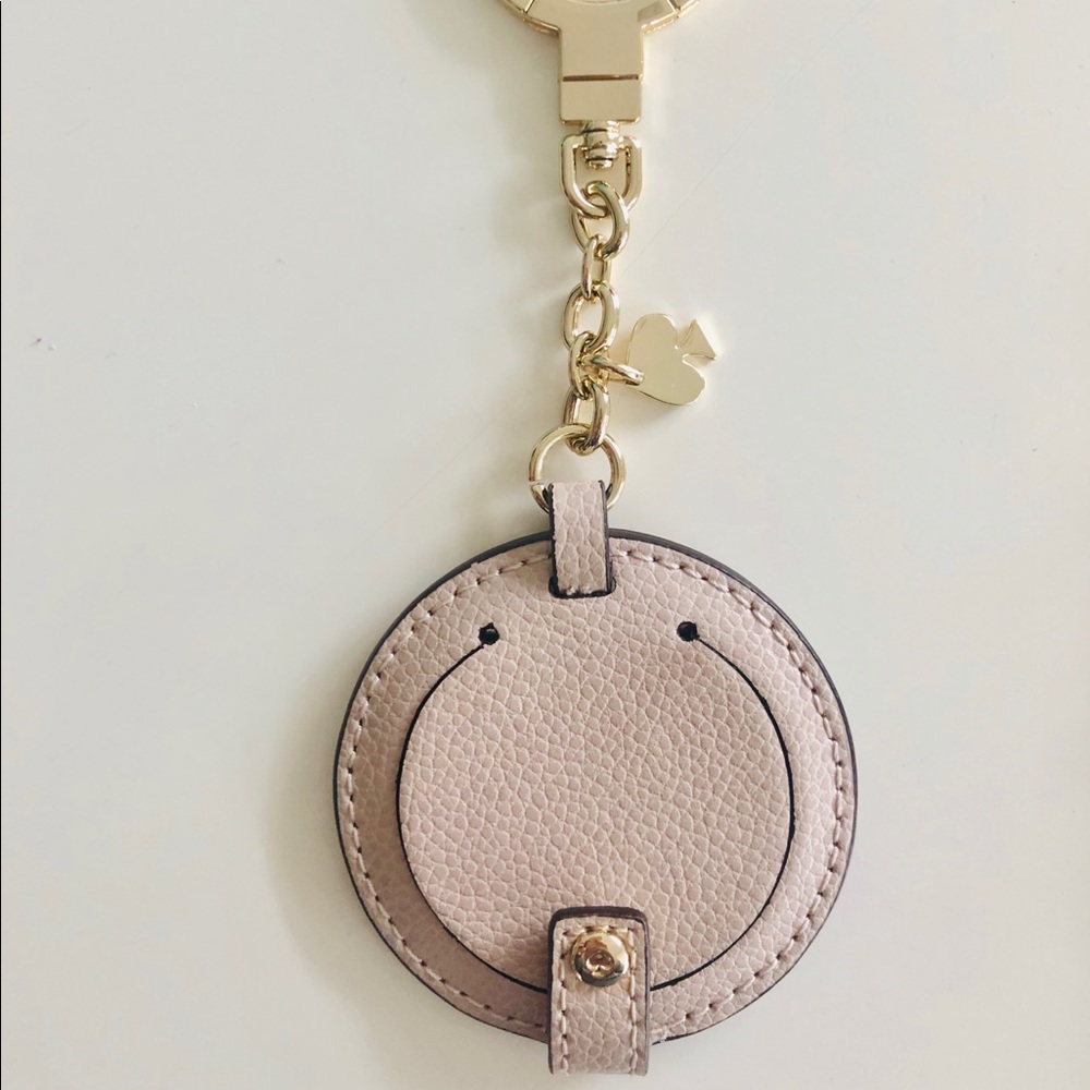 Kate Spade Pebbled Leather Mirror Key Chain NEW